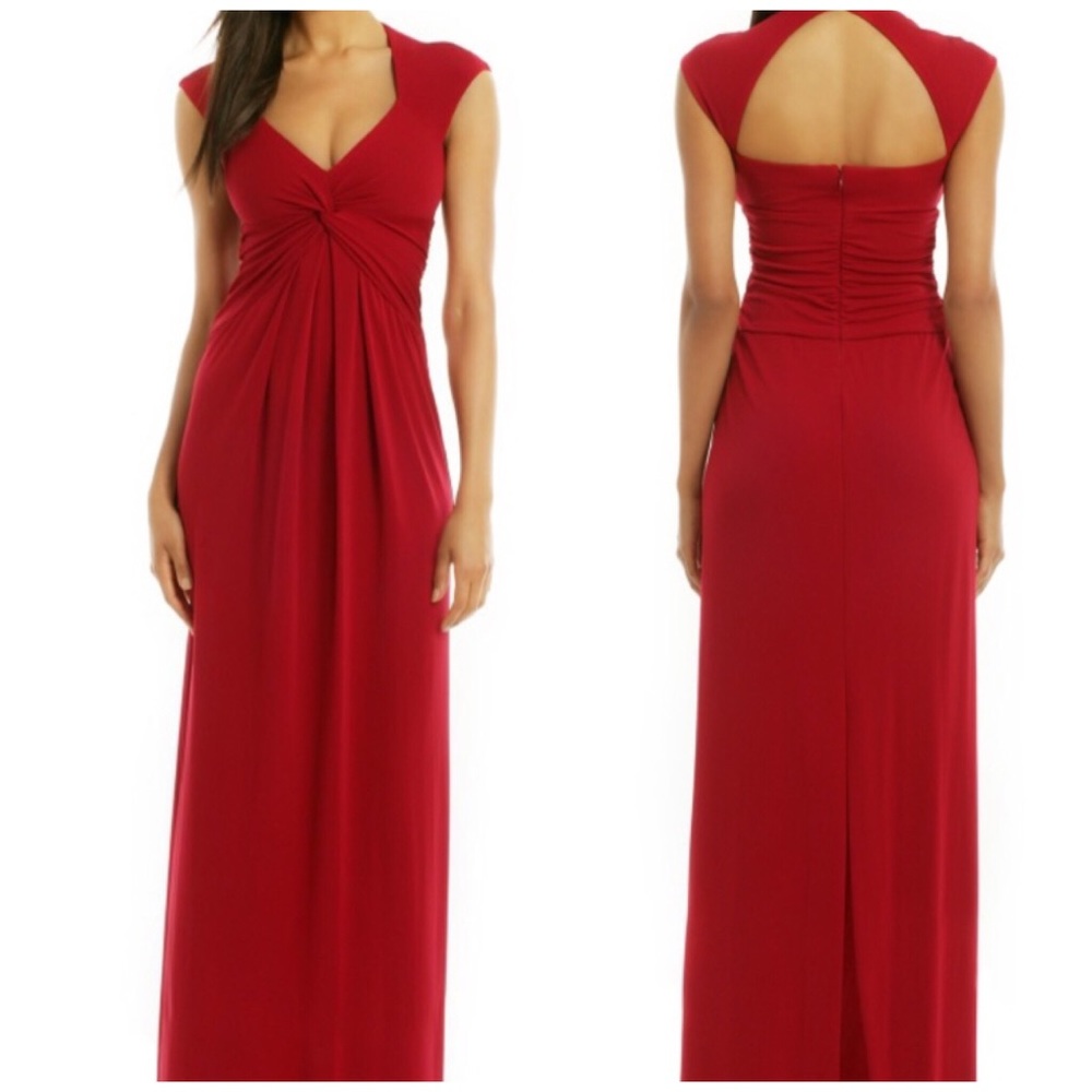 Nicole Miller Red Cap Sleeve Gown